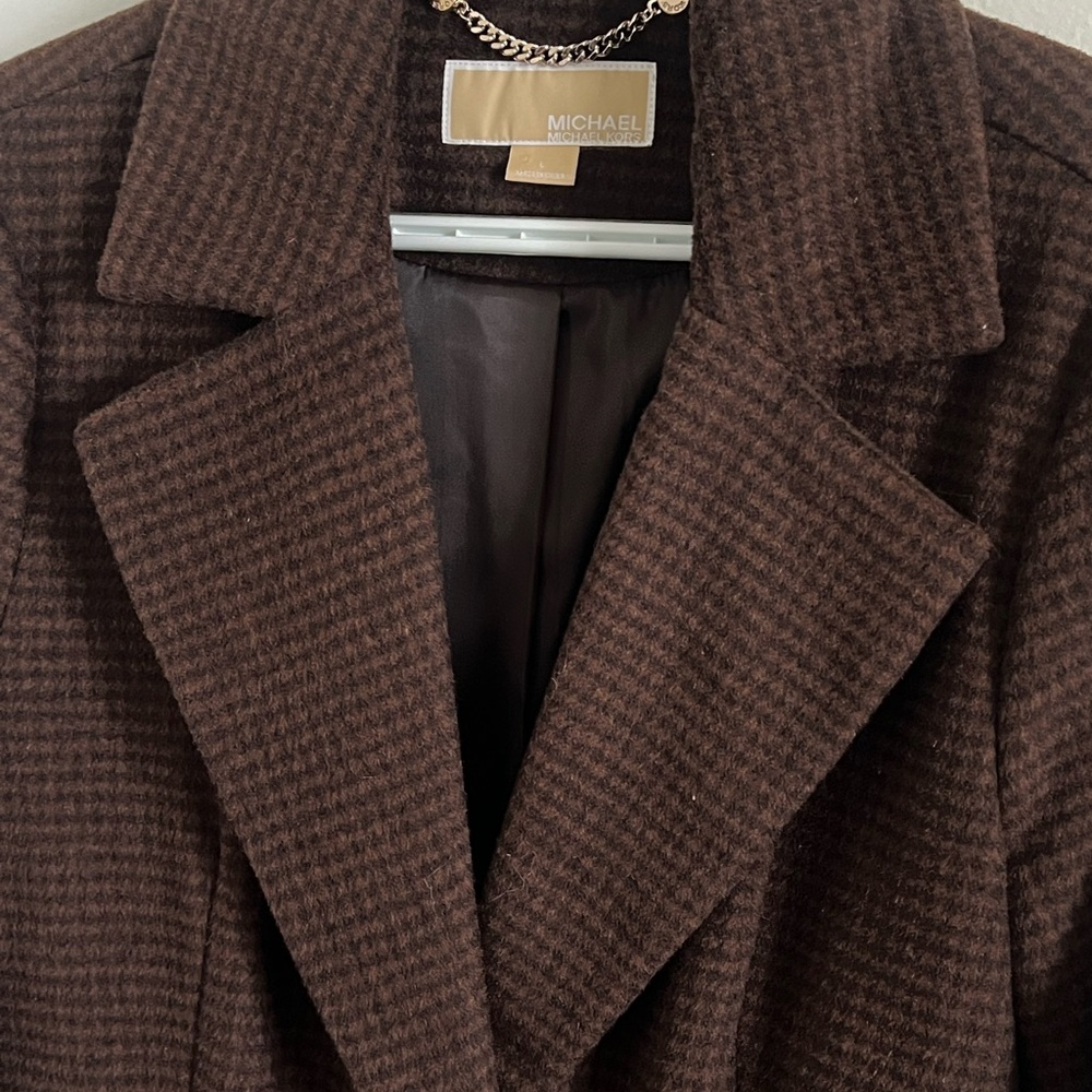Michael Kors Women's Dark Brown Houndstooth Blazer